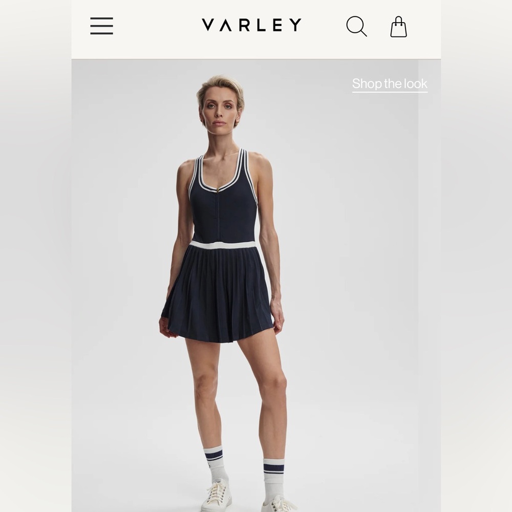Varley Navy and White Mini Dress- Jane Court Dress